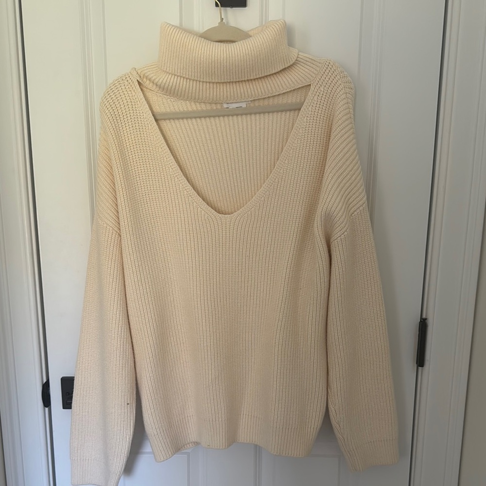 Tove Sweater Lovers + Friends Cream Cowl Neck with Keyhole Detail